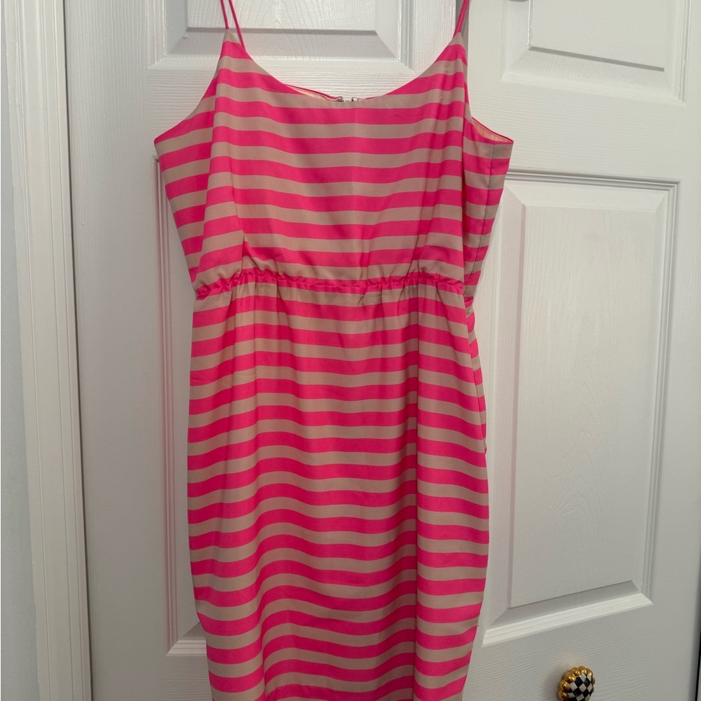 J. Crew Pink and Cream Striped Dress lined